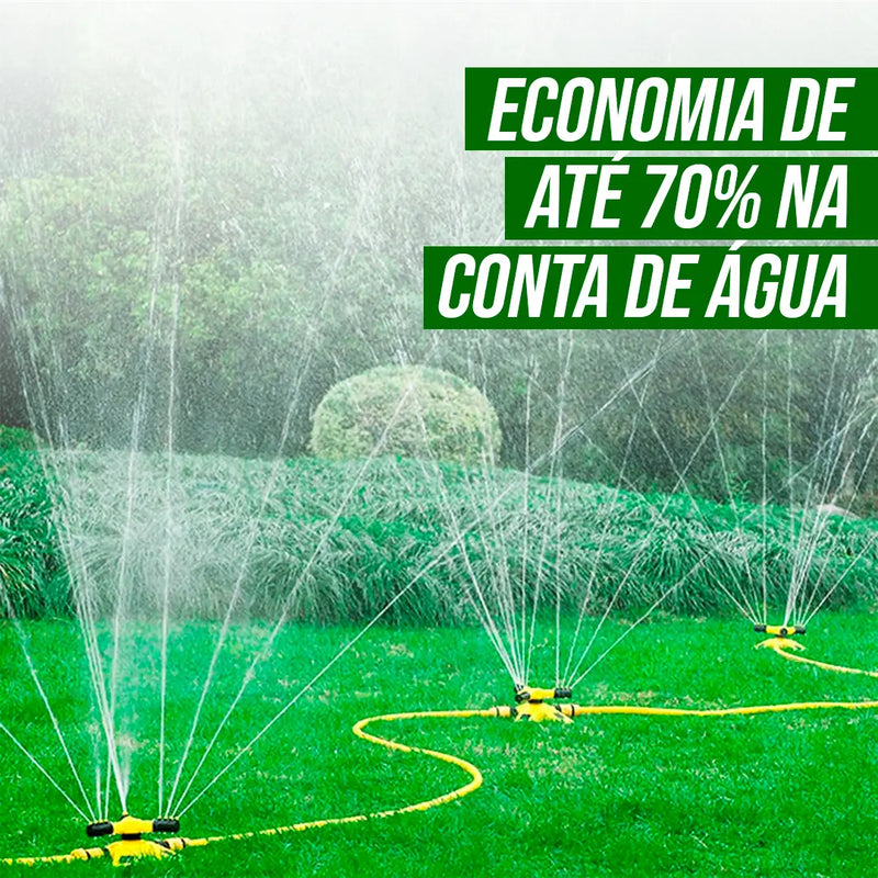 Sprinkler 360º - Automático para Irrigação + 2 BRINDES: Mangueira 15M e Kit de Jardinagem