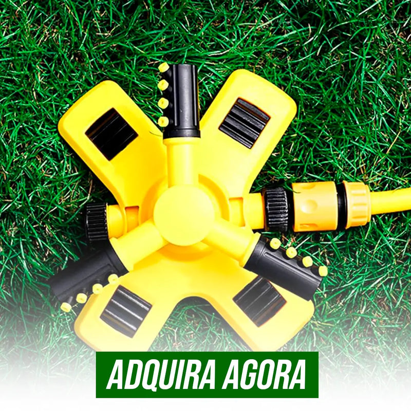 Sprinkler 360º - Automático para Irrigação + 2 BRINDES: Mangueira 15M e Kit de Jardinagem