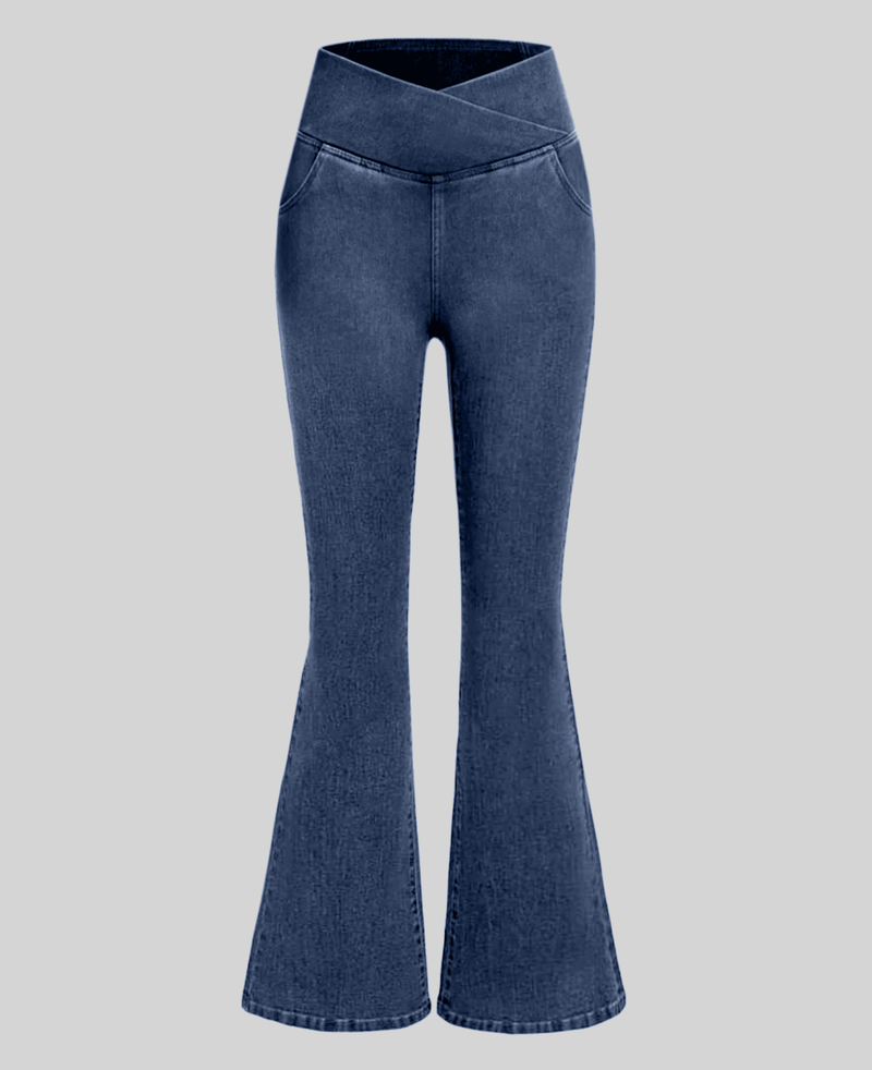 Calça Jeans de Cintura Alta Cruzada [PROMOÇÃO EXCLUSIVA - SÓ HOJE]