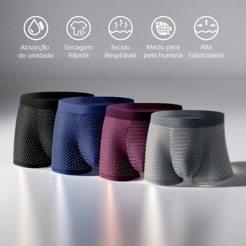 Cuecas Boxer Respiráveis de Fibras de Bamboo - [COMPRE 2 LEVE 4 SÓ HOJE]