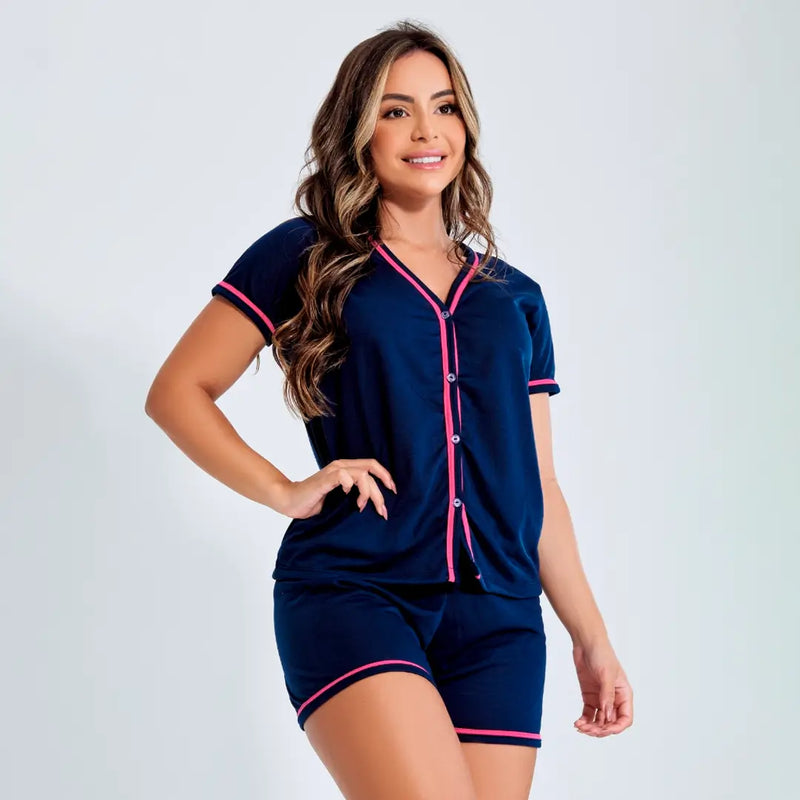 [COMPRE 1 LEVE 2] Conjunto de Pijama Americano Aurora em Silk (Super Macia e Quentinha)